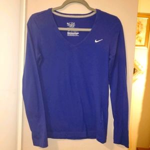 Nike Women's Slim Fit Deep V-Neck Long Sleeve Tee - Bluish Purple 105